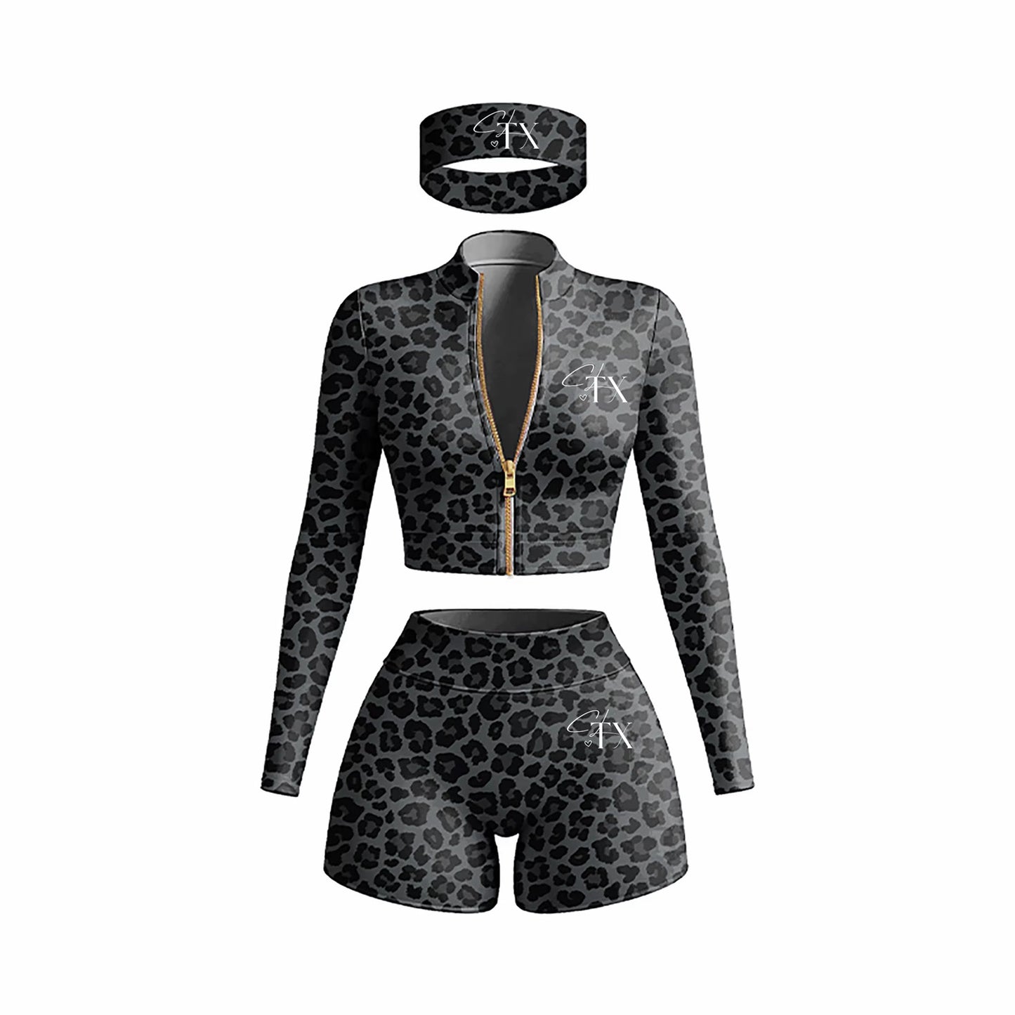 Black 3-Piece Cheetah Print Set