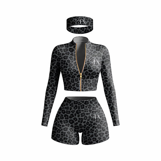 Black 3-Piece Cheetah Print Set